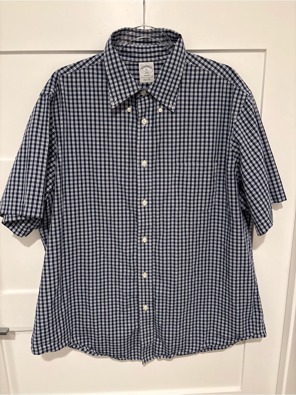 Brooks Brothers Men's 100% Cotton Gingham Button-Down Short Sleeve Shirt